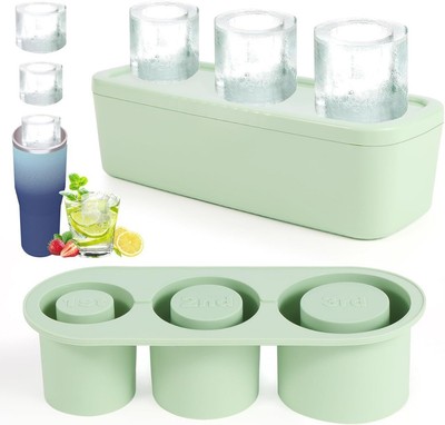 Ice Cube Tray for 40Oz Tumbler, 3 Pcs Silicone Hollow Cylinder Ice Mold with Lid