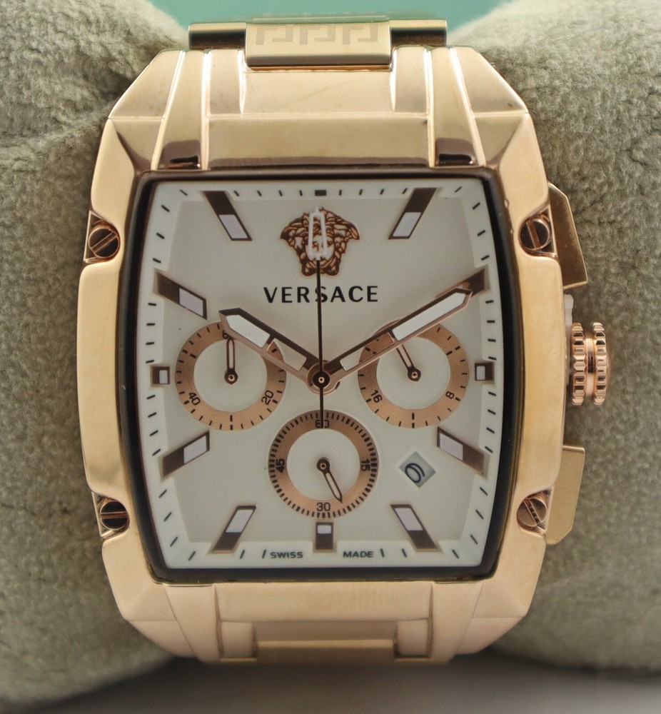 Luxury Versace Men Chronograph White Dial with 'Date' Watch Stainless Steel Band