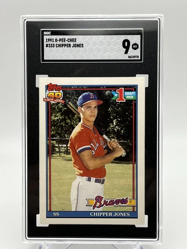 1991 O-Pee-Chee #333 Atlanta Braves Chipper Jones RC Rookie Card SGC  9