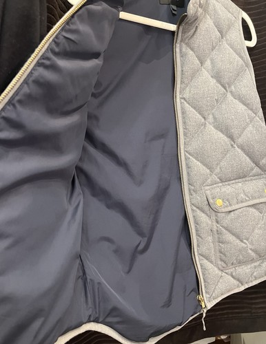 J Crew Gilet Leggero Escursione Trapuntato Piumino Giacca Grigio Oro Cerniera M - Foto 12 di 19