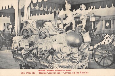 SPAIN POSTCARD MADRID REALES CAVALRY CARRIAGE OF LOS ANGELES
