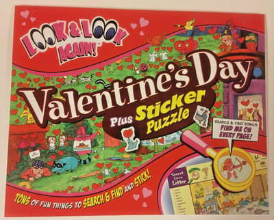 Look & Look Again Search Find Puzzles + Stickers  valentine's day *NEW  Ages 4+
