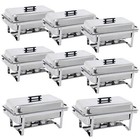 Set of 8 Durable 8Qt Chafing Dish Stainless Steel Chafer Complete Set W/ Warmer