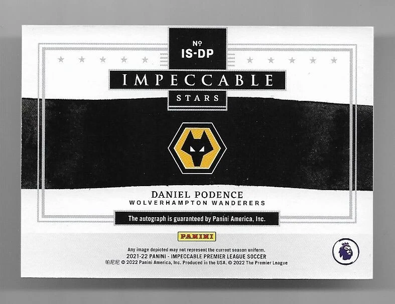 2021-22 Panini Impeccable Premier League Auto Card : Daniel Podence #21/25 - Image 2 of 2