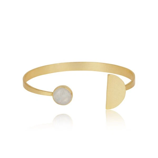 VALENTINO Fasce di filo aperto mezzaluna delicate e minimaliste e pietra di luna rotonda per regalo