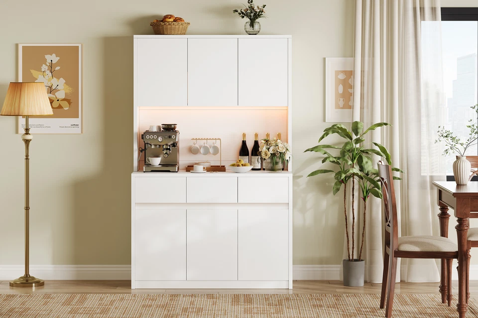 70" Tall Kitchen Pantry Storage Cabinet with LED Light, 3 Drawers, 6 Doors - Image 2 of 4