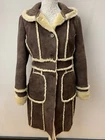 WOMENS MEXX  UK 12 BROWN FAUX SUEDE LONG COLLARED  OVERCOAT WINTER