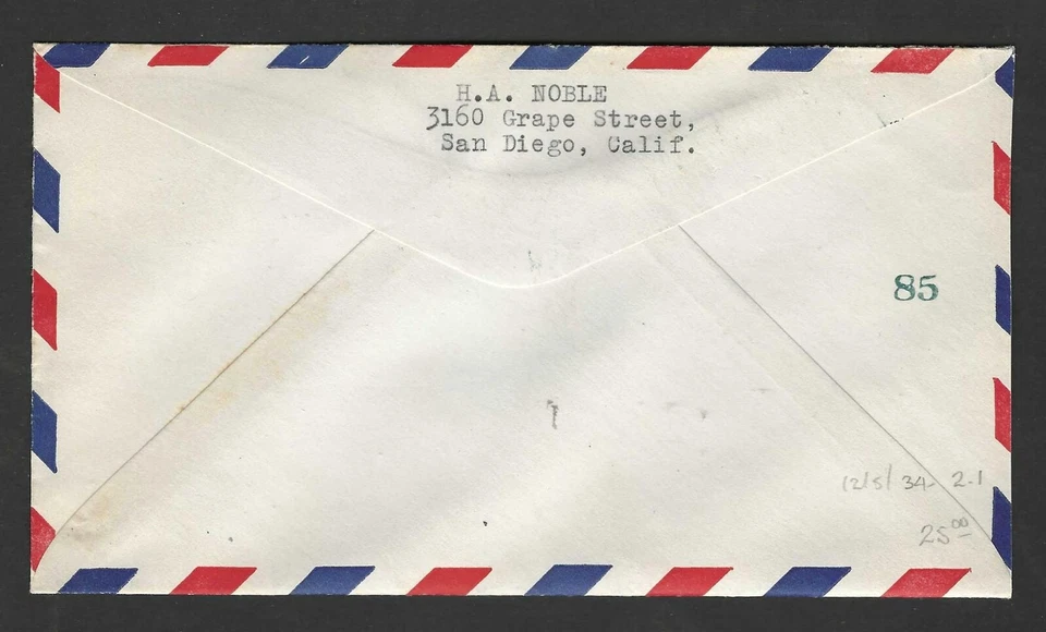 US 1934 ZEPPELIN COVER US NAVY STATION MARINE BASE IN SAN DIEGO - Image 2 of 2