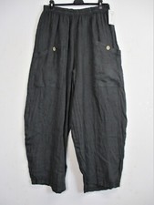 Lagenlook Italian 100% Linen Baggy Trousers Pockets 10 Colour OneSize:Plus:20-26