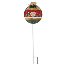 Round Metal Snowman Garden Stake Christmas Sign Yard Stake Christmas Decor