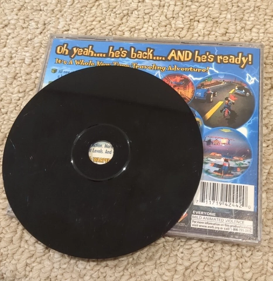 Crash Bandicoot Warped (Sony PlayStation, 1998) Complete Black Label PS1 3 - Image 3 of 3