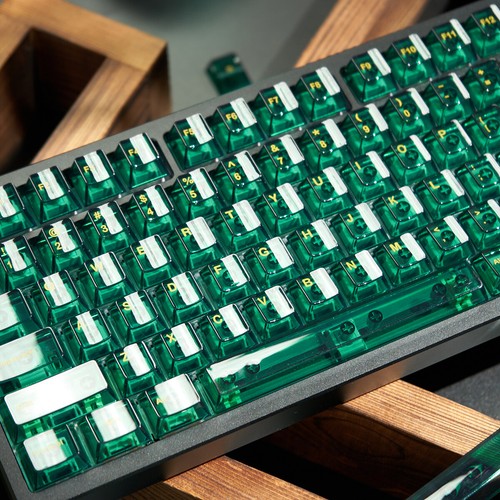 PC UV-print Jade Green/Agate Pink Transparent Keycaps Cherry Profile for MX - Picture 8 of 21