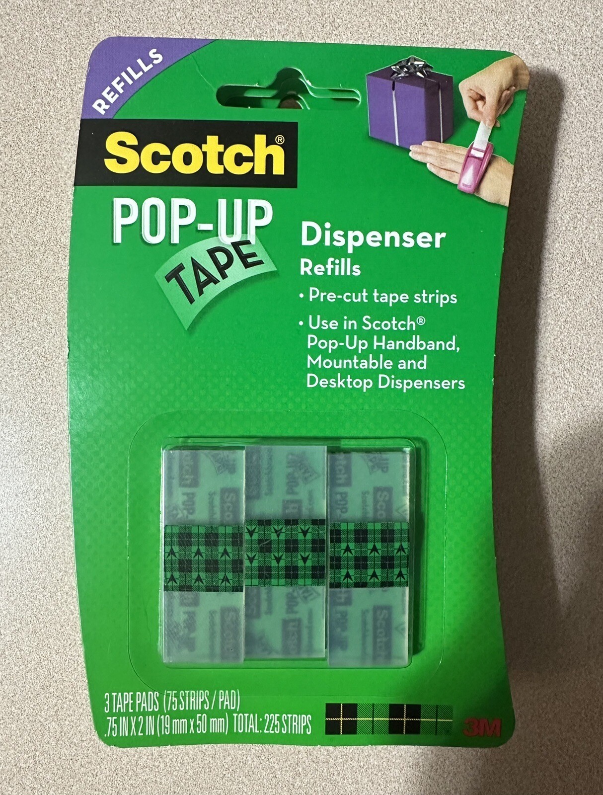 Scotch Popup Gift Wrap Tape Refills with 3 Tape Pads = 225 Strips NO DISPENSER eBay