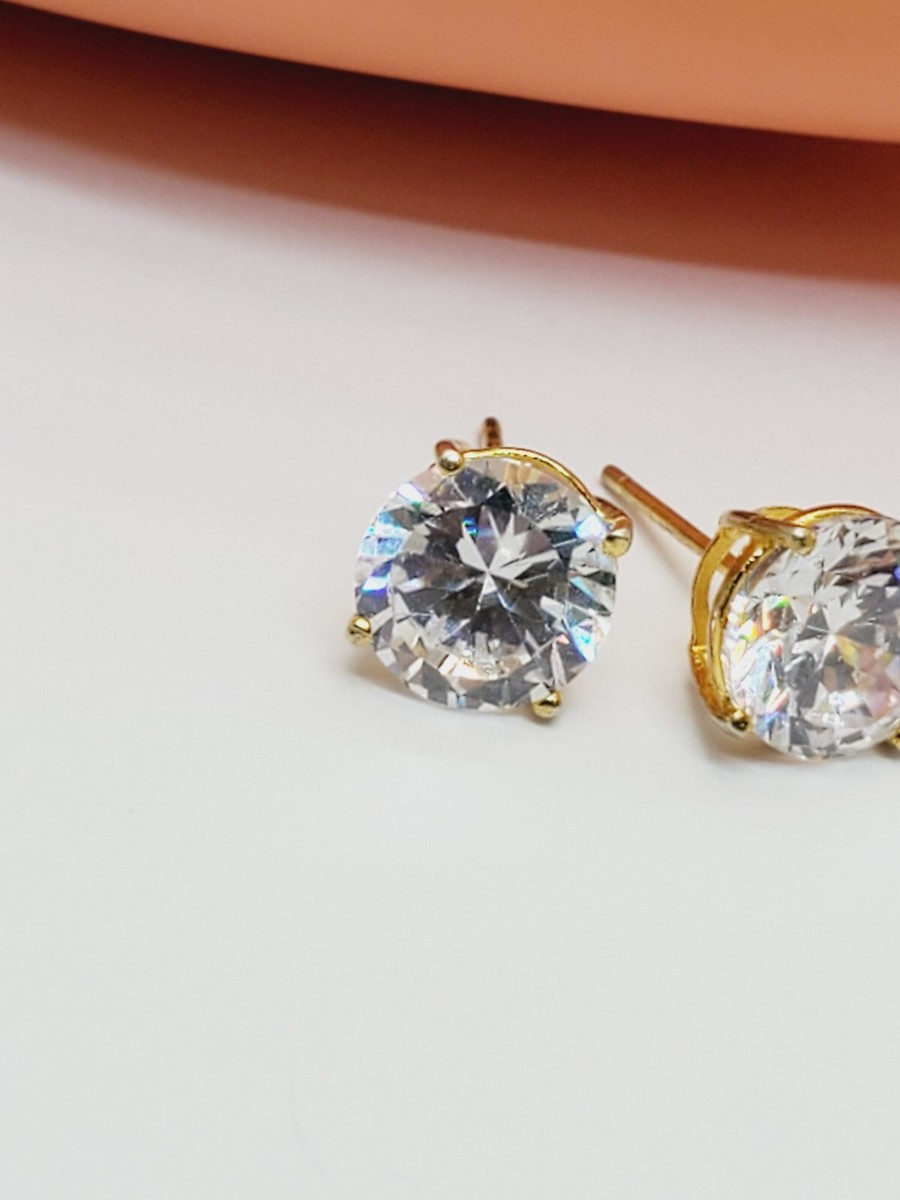 Marked China N 925 Sterling Silver Stud Earrings with CZ