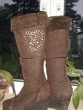 Marithe & Francois Girbaud Lammfell-Plateaustiefel Gr. 37, braun, wie Neu!!!