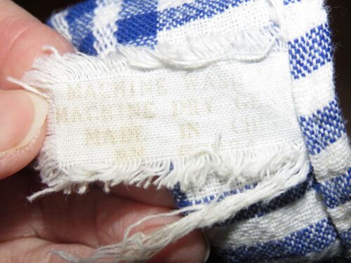 Vtg? Blue Gingham Tablecloth Square Cotton Checked 52x50" Card Kitchen Table - Picture 4 of 4