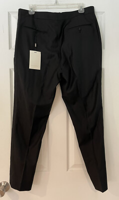 Black Brescia Tuxedo Trousers NWT Pure S110's Wool by Vitale