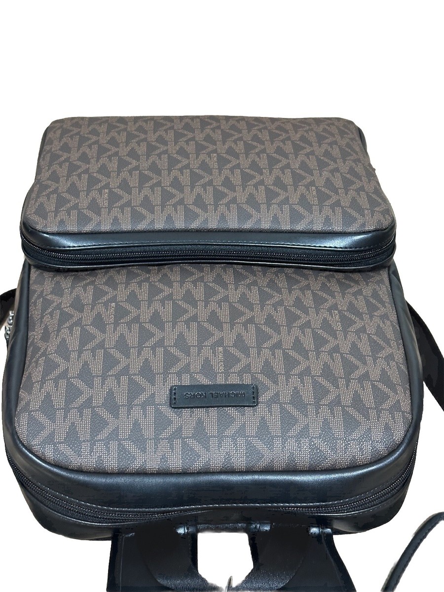 NEW Michael Kors Everett Brown Black Backpack Michael Kors Everett Unisex Brown Logo And Black Leather  main image 4