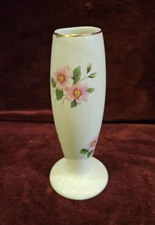 Lord Nelson Pottery England Hand-Crafted Bud Vase Pink Flowers 4-3/4"