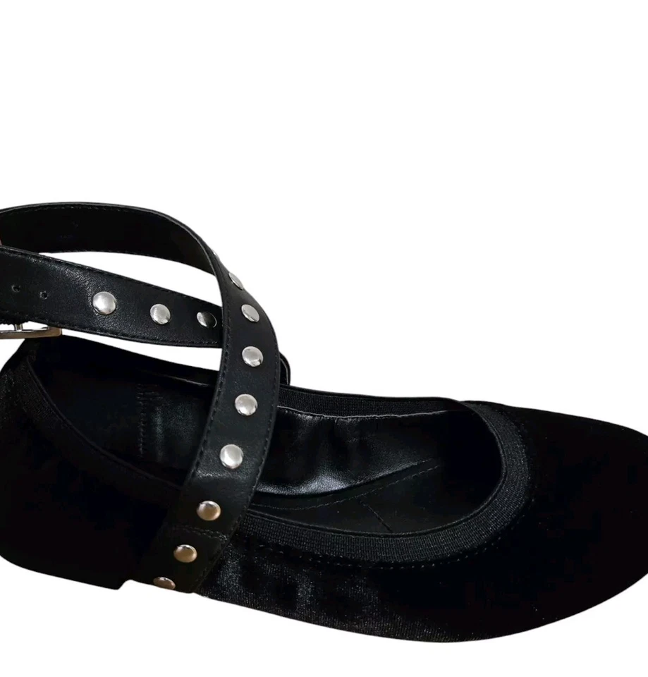 Charles David Dean Mujer Negro Terciopelo Correa Tachonada Ballet Pisos Talla 6.5 Foto 3 de 3