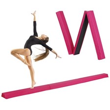 Folding Gymnastics Balance Beam 9 FT Training Equipment Pink 108 Inch