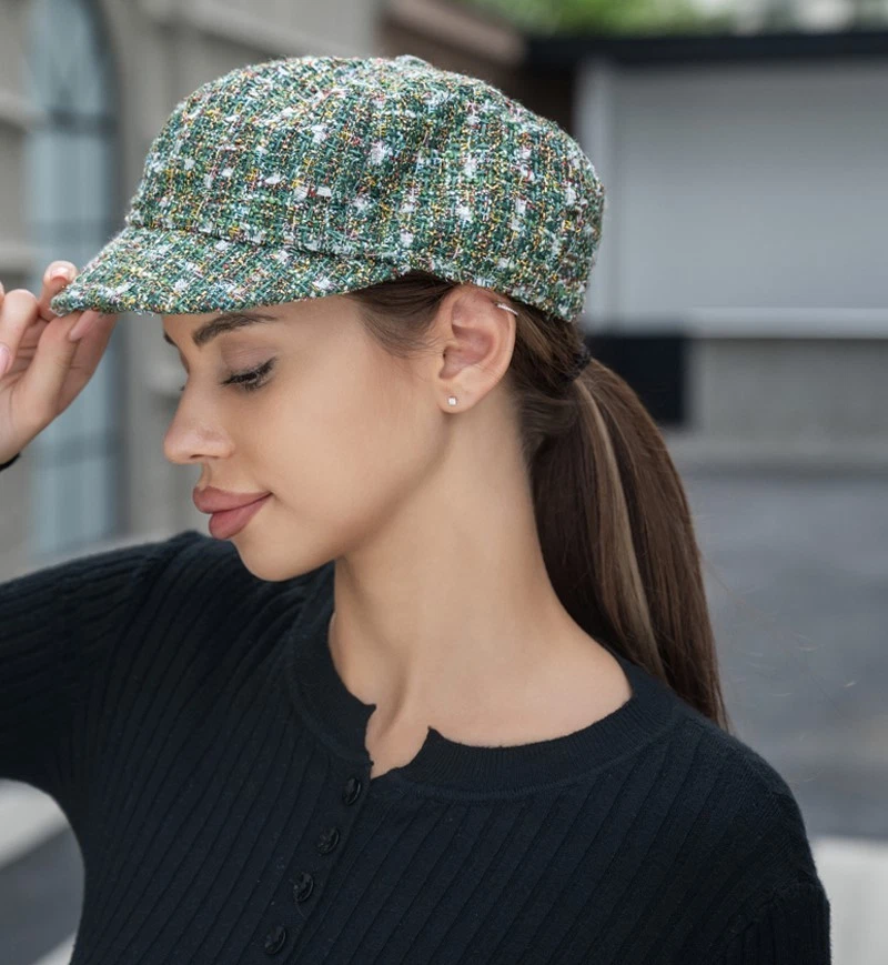 Gorra Tweed Newsboy para mujer detalles metálicos nueva con etiquetas Foto 3 de 4