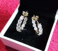Sterling Silver Diamonique (QVC CZ) Hoop Design Earrings Gold-Plated