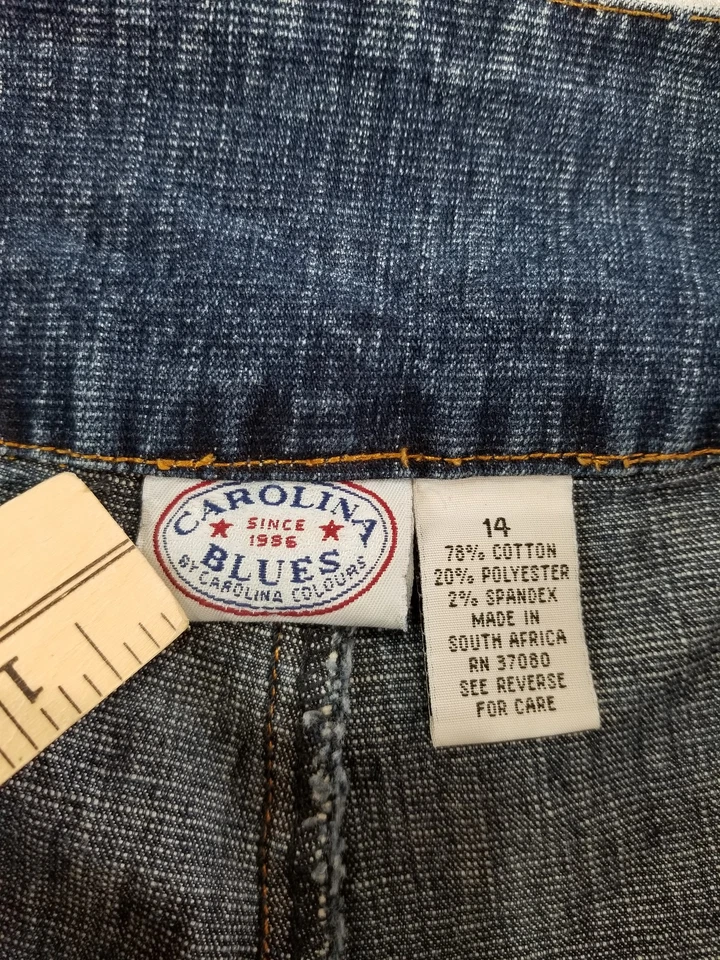 Carolina Blues Jeans Women Sz 14 Lace Up Waist Embroidered Det. MedWash Normcore - Image 4 of 4