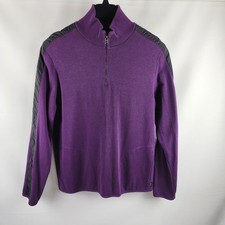 Hugo Boss Pullover Mens XL Purple Black L/S 1/4 Zip