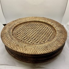 4 Set Wicker Rattan Chargers 13" Round Boho Coastal Farmhouse BOHO Table NWOT
