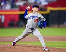 YOSHINOBU YAMAMOTO 8x10 PHOTO LOS ANGELES DODGERS WM