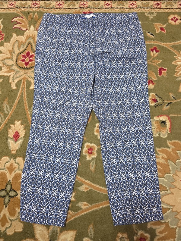 Ladies Sz 12 Patterned Ankle Pants,  Blue