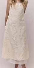 H&M Ivory Strapless Textured Midi Dress Jacquard A-Line Bridal Coquette Size L