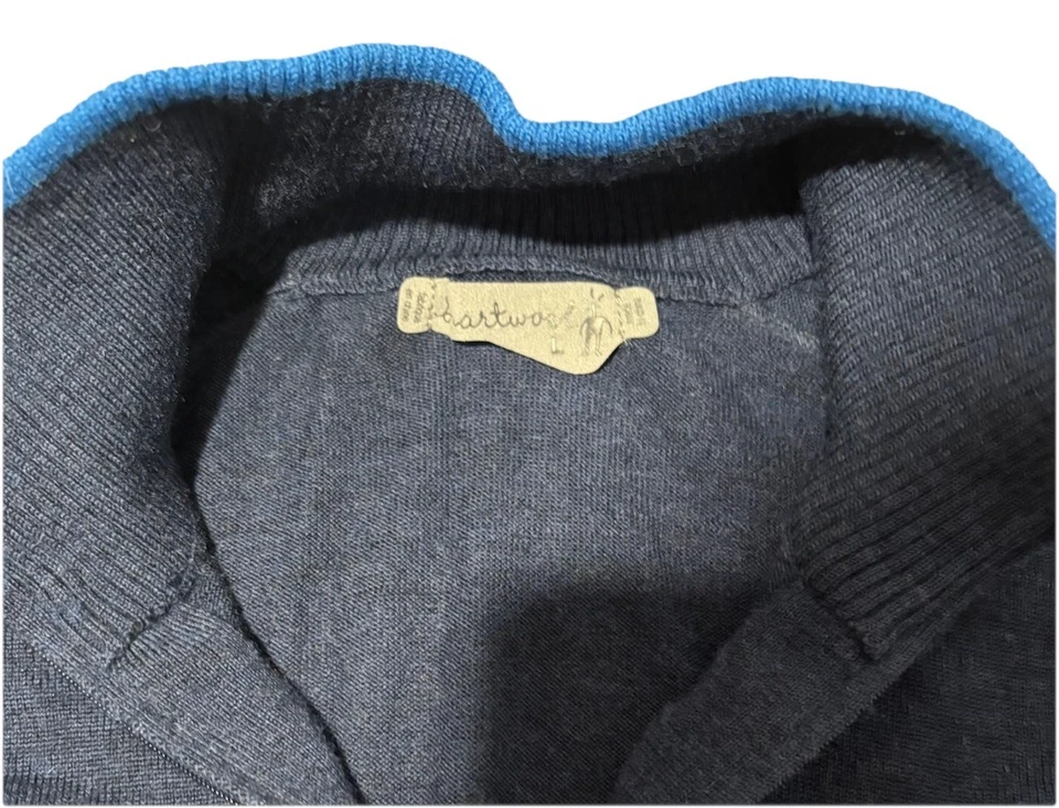 Smartwool 1/4 Zip Knit Timeless Blue Sweater Mens Large 100% ClassicMerino Wool - Image 4 of 4