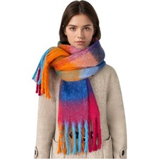 Winter Scarf Women Chunky Warm Thick Tassel Blanket Scarves Plaid Shawl