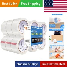 Clear Packing Tape 18 Rolls, Heavy Duty Packaging Tape for Shipping Packaging...