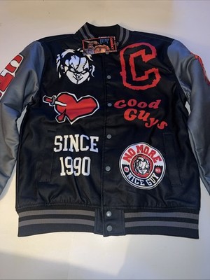 REASON X CHUCKY Collab Chucky Wool Varsity Style Jacket Black Grey Sz XL NEW