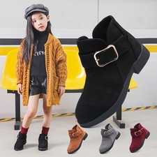 Kids suede leather winter girls snow boots