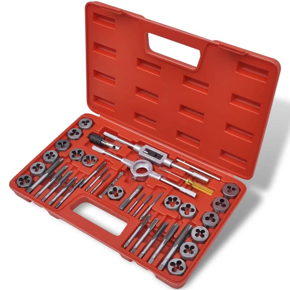 Tap and Die Set 40 Piece Hand Tool Set Threading Tool Kit Carbon Steel vidaXL - Image 2 of 4