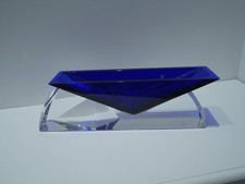 Rare Blue Baccarat Crystal Low Cut Vase Vector Sculpture