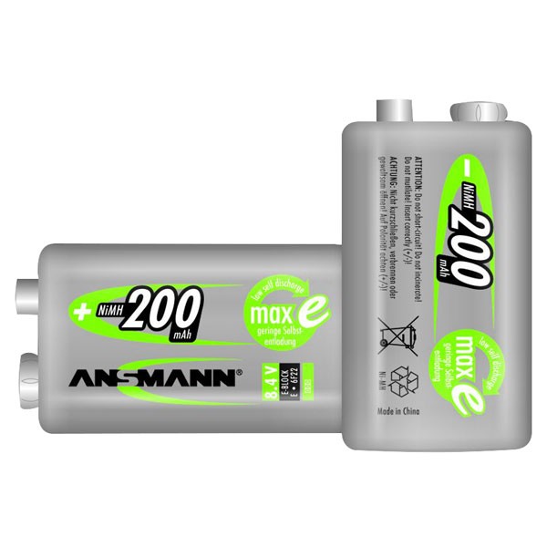 Ansmann Rechargeable MaxE 9V PP3 Battery Block 200mAh Single Pack