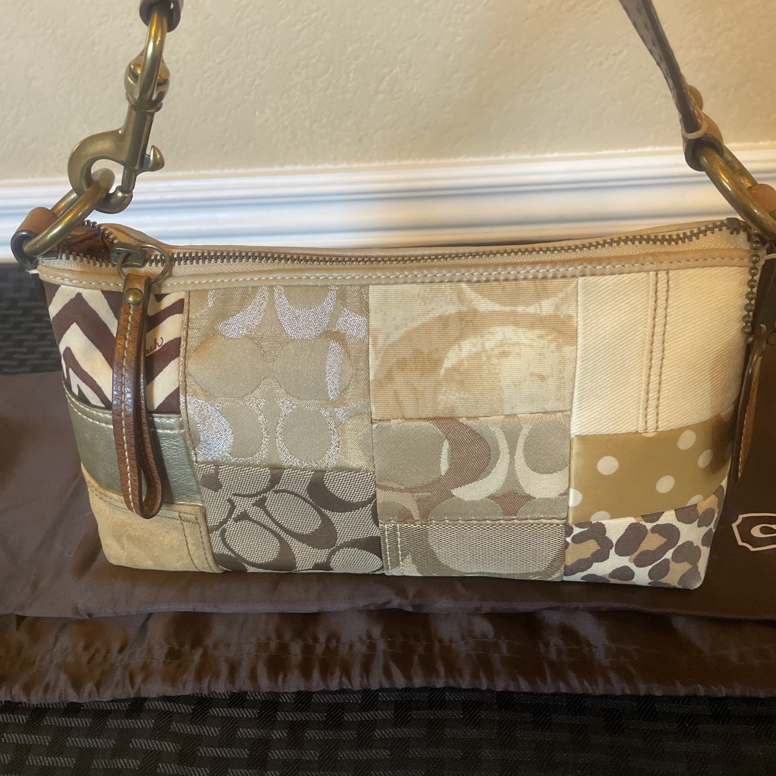 Vtg Coach Brown Gold Patchwork Monogram Animal Pr… - image 2