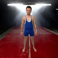 Matman Adult Small Wrestling Singlet Blue And White