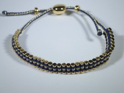 LINKS OF LONDON ASCOT YGV 925 SILVER MINI FRIENDSHIP BRACELET w BLUE & GOLD CORD