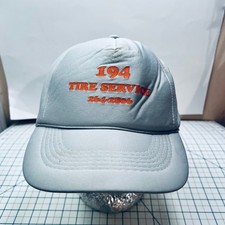 Vintage 1990s Gray Trucker Hat Highway 194 Tire Service Snapback Boone NC