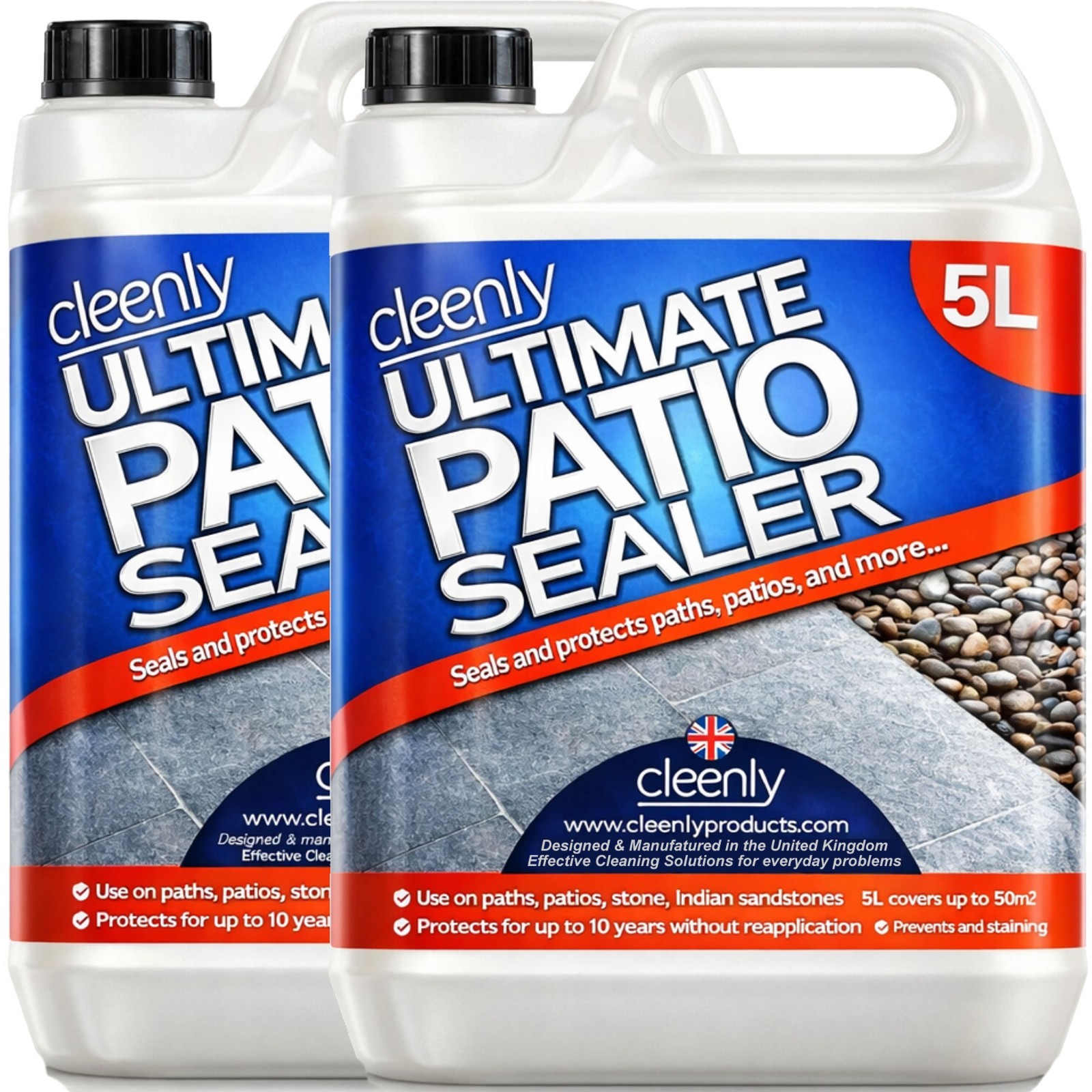 Cleenly Patio Sealer Drive Way Paths Indian Stone Concrete Slabs Cobbles 10L