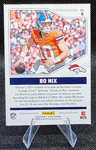 2025 Score Bo Nix Throwbacks #6 Denver Broncos - Picture 2 of 4