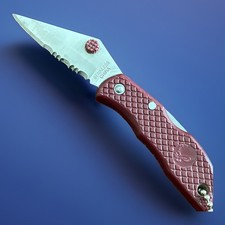 Vtg Spyderco-Like Pocket Knife 4&rdquo; Red Eagle Serrated Folding Spring EDC Blade 2&rdquo;