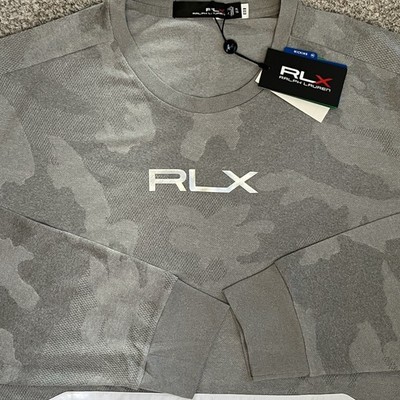 RLX Ralph Lauren Long Sleeve Pullover Camo Performance Golf Shirt Men s XL Grey