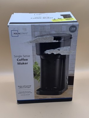 Mainstays Single Serve Coffee Maker, Capsule or Ground Coffee, Black, New